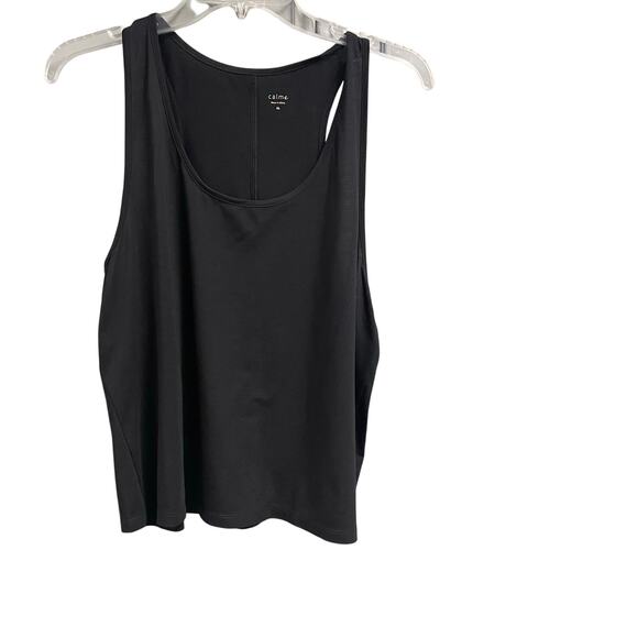 NWT Johnny Was Calme $78 Effect Racerback Tank Top Black Size XL - Picture 1 of 4
